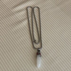 Elegant Silver White Quartz Pendant Necklace